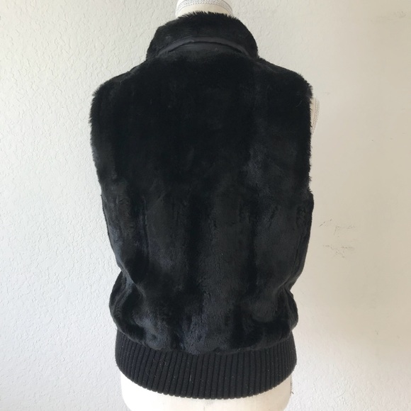 ANN TAYLOR LOFT BLACK FAUX FUR JACKET VEST MEDIUM - Picture 7 of 9